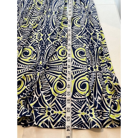 Ruby Rd Plus Size PXL Maxi Dress Tribal Print Navy Lime Sleeveless - Picture 5 of 6